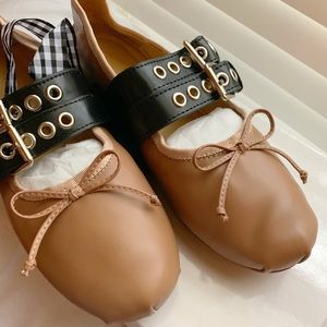 Miu Miu Inspired Lambskin Buckled Lace-Up Ballets